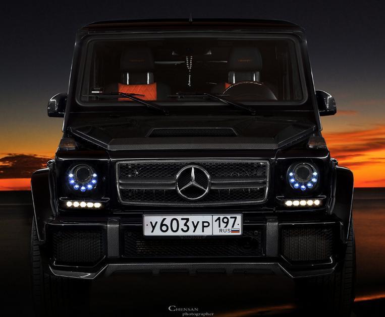 W463 G Wagen LED-Scheinwerfer in Schwarz Rechtslenkerfahrzeuge 2010+