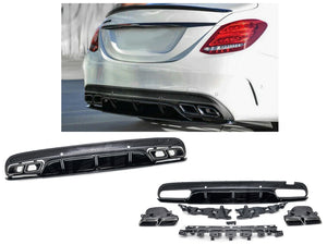 AMG C63 S Edition 1 Rear Diffuser Insert Gloss Black & Night Package Black Tailpipes Package