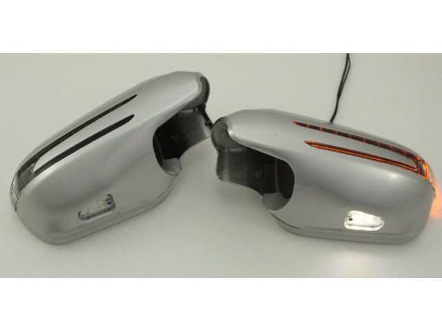 Mercedes R230 SL Arrow Style LED Mirror covers Bright Silver Metallic 775U November 2003 to March 2008