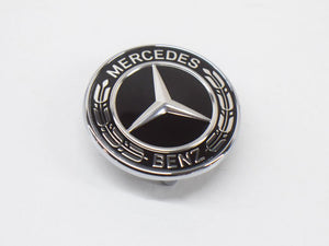 Mercedes flaches Motorhauben-Emblem Schwarz und Chrom