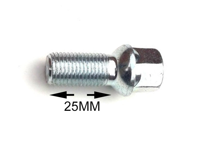Set of 20 alloy wheel bolts M14 x 1.5 Ball seat Thread length 25mm