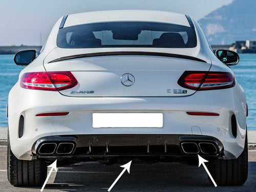 AMG C63 S Facelift Diffuser & Exhaust Tailpipes Package C205 A205 Night Package Black OR Chrome OEM Original
