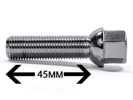 Set of 20 alloy wheel bolts M14 x 1.5 Ball seat Thread length 45mm
