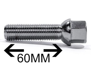 Set of 20 alloy wheel bolts M14 x 1.5 Ball seat Thread length 65mm