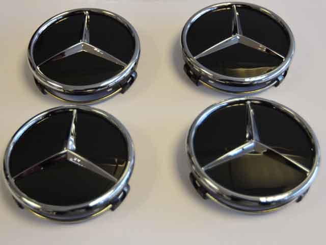 Nabenkappen für Mercedes-Leichtmetallfelgen in Schwarz