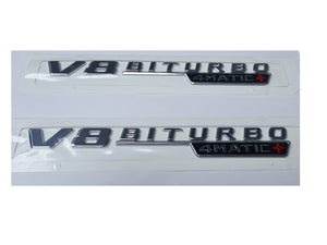 V8 Biturbo 4Matic+ Plakette im Chrom-Set