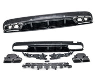 AMG C63 S Edition 1 Rear Diffuser Insert Gloss Black & Night Package Black Tailpipes Package