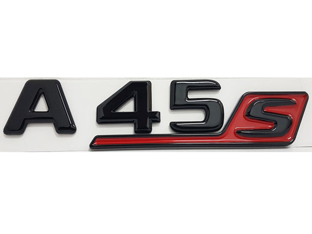 A45 S-Emblem glänzend schwarz mit rot