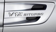 Mercedes V12 Biturbo badge in Chrome finish