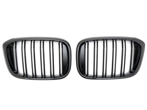 BMW G02 X4 Kidney Grilles Gloss Black New Twin Bar Design - Models from 2018