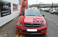 Mercedes C Class W204 C63 Style Grille Black and Chrome with Separate Top Frame Bar