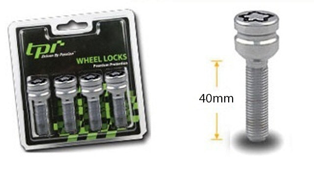 Set of 4 locking alloy wheel bolts M14 x 1.5 Ball seat 40mm Thread length