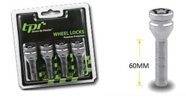 Set of 4 locking alloy wheel bolts M12 x 1.5 Cone seat