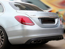 Carica l&#39;immagine nel visualizzatore di Gallery, W205 C Class AMG Style Diffuser &amp; Exhaust Tailpipes Package W205 S205 Night Package Black OR Chrome Models without AMG Line Rear Bumper